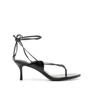 Alexander Wang Black Leather Ankle-Strap Low-Heel Sandals Size 40